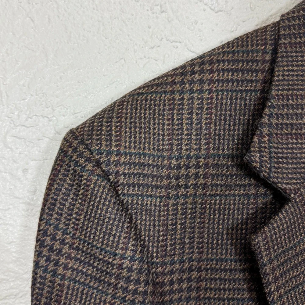 Vtg Oscar de la Renta Blazer Sport Coat 42 Plaid 80s 90s Wool Academia Old Money